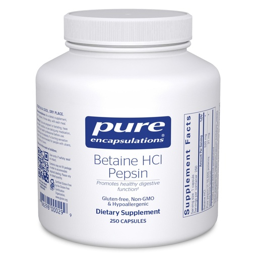 [BRSWIY37DMAWC2A7] Pure Encapsulations Betaine HCl Pepsin - Digestive Enzymes Supplement for Digestion Aid & Support, Stomach Acid & Nutrient Absorption* - with Betaine HCl Pepsin - 250 Capsules