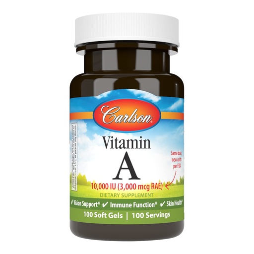 [BRSWECQ2PJ4AMDT3] Carlson - Vitamin A, 10000 IU (3000 mcg RAE), Vision Health, 100 Softgels
