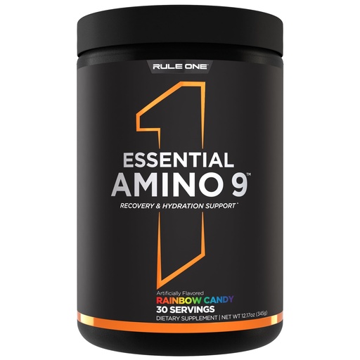 [BRSRAYY7OJ4AMFI4] Rule 1 Proteins Essential Amino 9 – Recovery & Hydration Support with 7.5g of Essential Amino Acids + Electrolytes (30 Servings, Rainbow Candy)