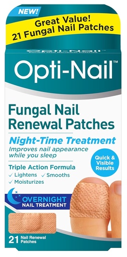 [BRSRAAT4AAMGAHLH] Opti-Nail Fungal Nail adabaki berriak - 21 adabaki, Gaueko tratamendua hobetu egiten da lotan zauden bitartean