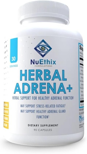 [BRSRAZI6DIPREHYU] NuEthix Formulations Herbal Adrena+, Adrenal Support Supplements for Women & Men, Cortisol Support, Improve Energy Levels & Mood, Includes Cordyceps & Ashwagandha, Non-GMO, Gluten Free, 30 Servings