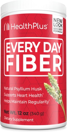[BRSWIEA2AYIG2YL4] Health Plus Every Day Fiber Digestive Support | All Natural Daily Fiber To Reduce Bloating | Supports Heart Health | 12 Ounces, 48 Servings