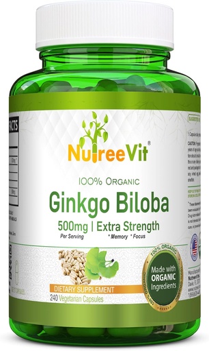 [BRSROZIDAAOQGHI7] NutreeVit Ginkgo Biloba Herbal Supplement Capsules (240 Count)