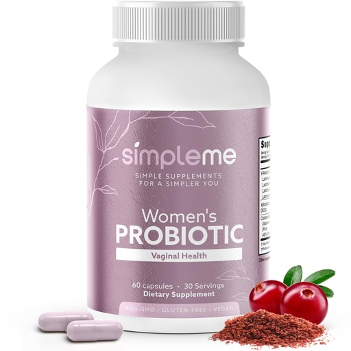 [BRSRAFT2OIBWGCA2] Simpleme Womens Probiotics with Prebiotics, Cranberry - Vaginal Probiotics for Women - For pH Balance, UTI, Vaginal Health, Gut Flora - Women's Probiotics Supplement Complex for Wellness - 60 Capsules