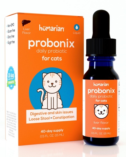 [BRSWGZAHDMFAIHTG] Humarian Probonix Liquid Probiotics for Cats - 8-Strain Cat Probiotic Drops to Fortify Feline Gut Health, Dental Health, Immunity and More - 30-Day Supply - Liver Flavor