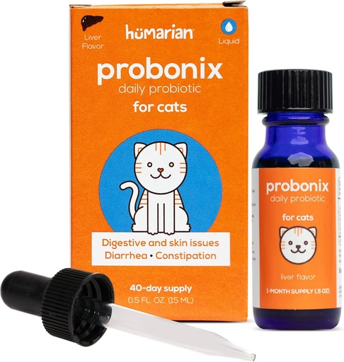 [BRSWGZAHDMFAIHTG] Probiotici liquidi Humarian Probonix per gatti - 8-Strain Cat Probiotic Drops fortificare Feline Gut Health, Dental Health, Immunity and More - 30-Day Supply - Liver Flavor