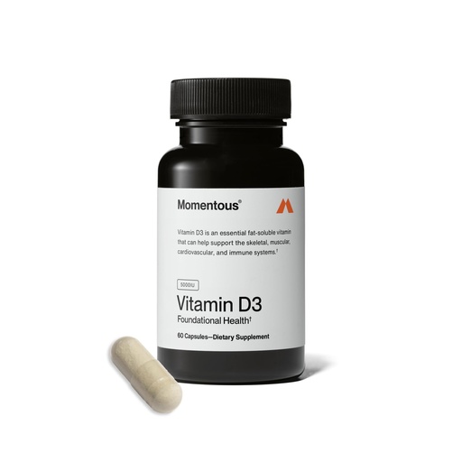 [BRSW2AAYOYJQ4DIV] Momentous Vitamin D3 Supplement, 5,000 IU Capsules, 125mg per Serving
