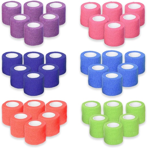 [BRSWIBY7AIAWK3LA] Ever Ready First Aid Self Adherent Cohesive Bandages 2" x 5 Yards - 36 Count, Rainbow Colors