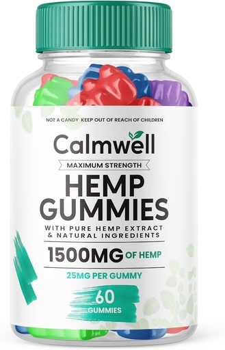 [BRSRAZL7DEHRMH3P] Calmwell Hemp Gummies - Virallinen Formula - Calmwell Gummies Extra vahvuus, Maksimi suorituskyky Hamppu Blend, Rauhallinen hyvin Gummies Great Maku 25mg per gummy 1500mg per pullo Uusi 2024 Blend (60 Gummies)