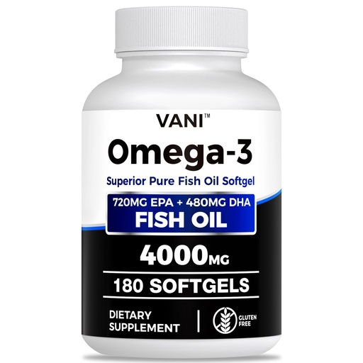 [BRSRAHQOAAFGYDLP] Fish Oil Omega 3 （4000mg）, 180 Softgels，Omega 3 Fatty Acid Supplements with EPA & DHA for Brain & Heart Health*