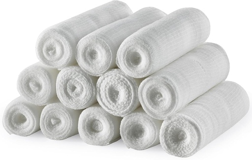 [BRSWKHD4BUDAEH3J] Gauze Bandage Rolls - (12 Pack) 4 in x 4.1 Yards Per Roll of Medical Grade Gauze Bandage and Stretch Bandage Wrapping for Dressing All Types of Wounds and First Aid Kit by MEDca, (4-Inch, 12 Pcs)
