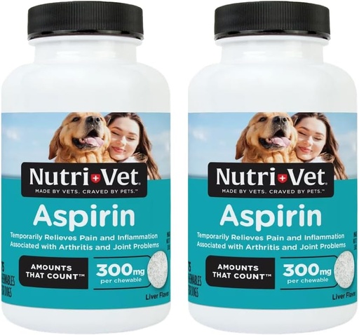 [BRSWIHIKOF4GOHLM] Nutri- Vet Aspirin Chewables for Large Dogs, 75 Greve, pakke med 2