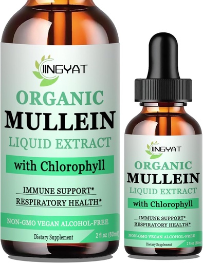 [BRSRAY36OQHQIE3K] Mullein Drops for Lungs | Powerful Mullein Leaf Extract with Chlorophyll, Vitamin C, Cinnamon for Immune Support, Detox & Respiratory Support, Bronchial Support | Non-GMO, Kosher, Gluten-Free