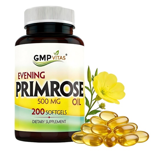 [BRSWKYARDEOBYGTM] Evening Primrose Oil 500mg, 200 Softgels, Cold-Pressed with 45mg GLA, Non-GMO, Made in USA, Supports Women’s Hormonal Balance & Skin Health