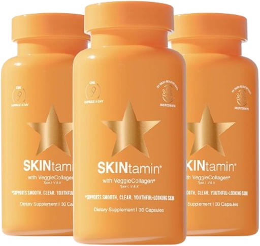 [BRSROY34DN6B42D7] SKINtamin Vegetarian Collagen Pills | Best Collagen Supplements for Women to Support Skin Firmness and Wrinkles | Skin Supplement Formulated to Help Reduce Blemishes (30 Count (Pack of 3))