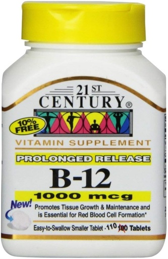 [BRSWKFD5AVYB6E3A] 21st Century B-12 1000Mcg Prolonged Release Tablets 110 Count (2 Pack)