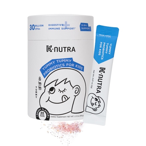 [BRSRAZI6A57GED3Z] K-Nutra Yummy Tummy Probiotics for Kids | 2.12oz (30 Sticks) | 3-in-1 Prebiotic & Probiotic Powder | 30 Billion CFUs | Supports Digestive & Supports Immune Health | for Ages 3+