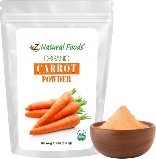 [BRSWYGAOCV4GC3A4] Z Natural Foods Organic Carrot Powder, Natural Superfood Powder for Vision and Heart Health, Great in Juices, Smoothies, and Recipes, Non-GMO, Vegan, Gluten-Free, Kosher, 5 lbs