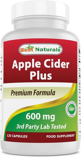 [BRSWIGIZDN6AK2DY] Best Naturals Apple Cider Vinegar Plus 500 Mg Capsules, 120 Count