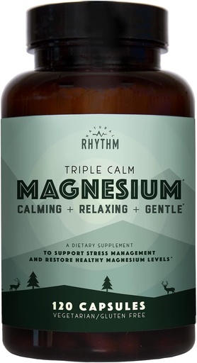 [BRSROBA3OAFWCHLX] Natural Rhythm Calm and Immune Support - Triple Calm Magnesium (120 Capsules) + Ah Chews! Immune Booster Lozenges (60 Capsules)