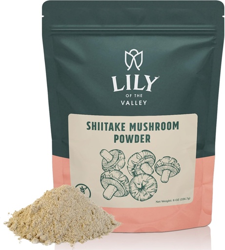 [BRSROAQ3CEBWEAD5] LILY OF THE VALLEY Shiitake Mushroom Powder - Made from The Finest Dried Shiitake Mushroom - Stronger Umami Flavor Than Fresh Mushrooms - Great for Sauce, Soup & Mushroom Coffee (4oz, 113g)