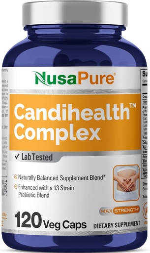 [BRSRMFITCUHWYGY3] NusaPure CandiHealth Complex (Non-GMO, Vegan) 120 Veggie Capsules