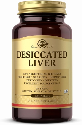 [BRSWIYT3OMABACQZ] Solgar Desiccated Liver Tablets, 100 Count