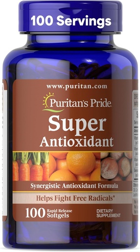 [BRSWIZQKCECBS3DE] Puritan 's Pride Premium Super Syergistic Antioxidant Formula, Dietary Suplement To Help Fight Prematic Aging *, Vitamin A, C, E, dan Selenium Mineral, 3 Bulan Suppply, 100 Rapid Rapid Lepaskan Softgels