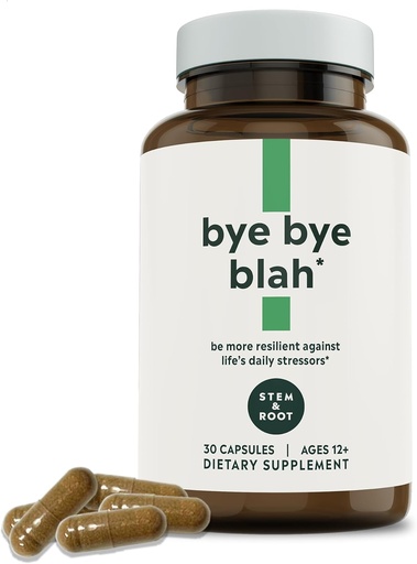 [BRSRMHADCINRGGT2] Stem & Root™ Bye Bye Blah | Probiotic + Digestive Enzymes + Ashwagandha | 1 Billion CFUs | Holistically Improve Mood, Energy, Immunity, & Digestion | 30 Capsules (1 Month Supply)