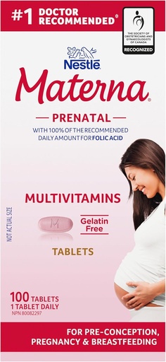 [BRSWIZ3RBABQA336] Materna Nestle Prenatale Postpartum Vitamine & Mineraal Supplement 100 Tabletten