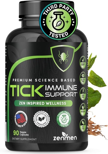 [BRSWYCYCA57GKCTO] Zenmen Tick Immune Support Supplement - Verbeterde Formule - Japanse Knotweed, Cat's Claw, Chinese Skullcap, Cryptolepis Sanguinolenta, Sweet Wormwood - 90 Vegan Capsules, Made in The USA