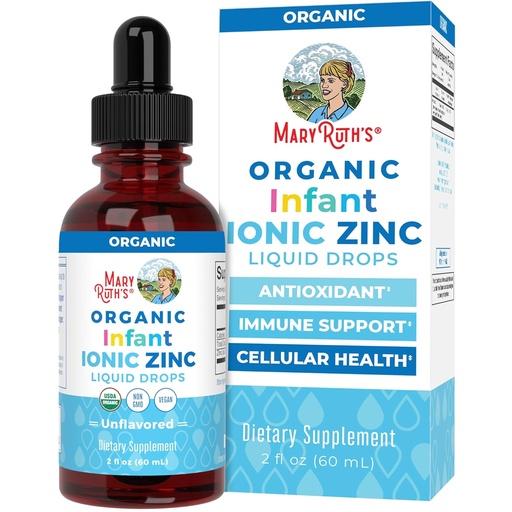 [BRSWYGI3CUCAO23H] MaryRuth Organics Organic Infant Ionic Sink flytende dråper | Zink Sulfate for immunstøtte | Organic Glycerin | Antioksidant | Vegan | Formulert for babyer alder 6-12 måneder | 1 måneds forsyning | 2 fl Oz