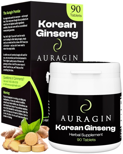 [BRSWIGA7AJYQMFQ3] Auragin® Authentic Korean Red Ginseng – Made in Korea – 6 Year Roots – No Additives or Other Ingredients – 100% Red Panax Ginseng in Every Tablet