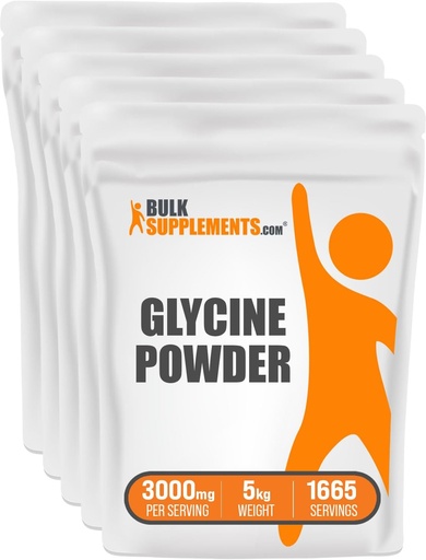 [BRSWIAY5OYMA4YLK] BulkSupplements.com Glycine Toz - Glycine Supplements, Amino Acid Add - Unflavored & Gluten Free, 3g təklif, 1kg (Pack of 5) (11 lbs)