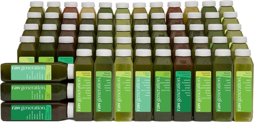 [BRSROFIKCQMQM3TF] Raw Generation Deep Detox Cleanse – 10-Day Juice Cleanse with Less Sugar for Weight Loss, Energy, Clearer Skin & Gut Health – 16 Chlorophyll-Packed Juices to Detox Your Body and Reset Your Diet (Assortment May Vary)