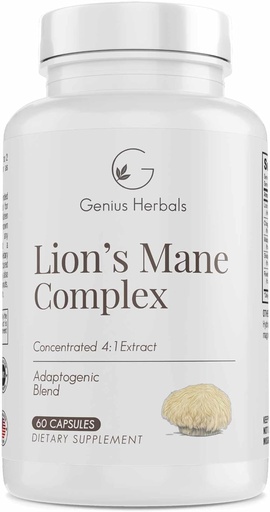 [BRSROFTYAEIRMHIY] Lions Mane Complex - Concentrated 4:1 Extract for Brain Health, Cognitive and Memory Support - 60 Capsules