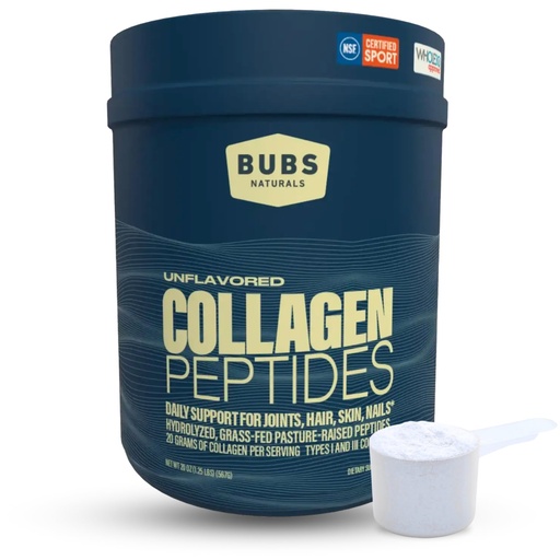 [BRSWGYYDBEFBM3L6] BUBS Naturals Collagen Peptides Powder, Collagen for Women & Men, Hydrolyzed Peptides, Unflavored Pasture Raised Grass Fed, Paleo Keto Friendly, Supports Hair Skin & Joint Health (20 oz) 28 Servings