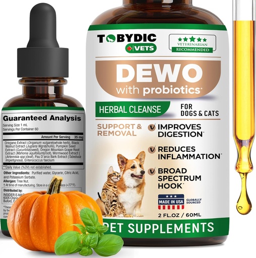 [BRSROCAZAB5RQHLJ] Broad Spectrum Herbal Intestinal Defense with Probiotic for Cats & Dogs - Natural Support Helps to Remove Toxins - Supplement Drops - Made in USA