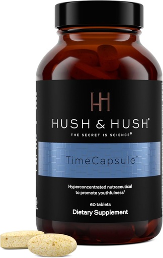 [BRSWGAAEOR5BGYDK] Hush & Hush TimeCapsule Multivitamin, Multivitamina delle donne, Multivitamina degli uomini, Integratori Nutraceutici Puliti che contengono acido ialuronico, vitamina C, zinco, vitamina B12, vitamina E - 60 compresse