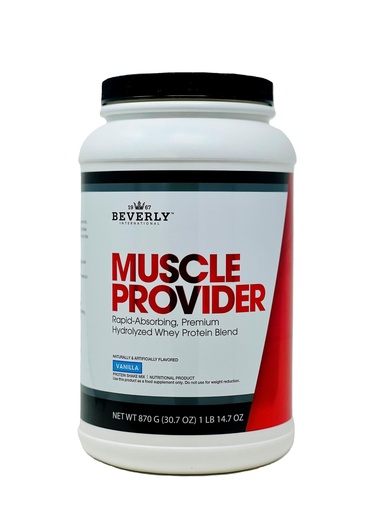 [BRSWIY32BQMG22D4] Beverly International Muscle Provider, 28 Servings, Vanilla. Super-Fast-Absorbing Whey Protein Powder for Recovery, Lean Muscle. Fills Your Muscles, not Your Stomach. Tastes Like Ice Cream
