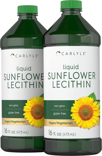 [BRSWGGIFC4FQIHLD] Carlyle Sunflower Lecithin Liquid 16 oz | 2 Pack | Vegan, Vegetarian, Non-GMO, Soy Free, Gluten Free (英语).