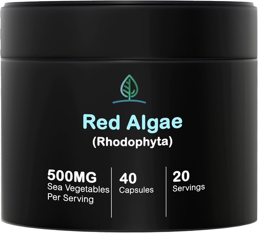 [BRSROAYTPN6WC3D6] Holistic Bin Red Marine Algae Cápsulas Gigartina e Dumontiacea Red Algae Suplementos □ Gluten Free, Vegan, Selvagem Colheita □ Rico em Vegan Omega 3 (40 Cápsulas)