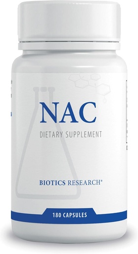 [BRSWGFQCCACWGG3P] Biotics Research NAC N Acetyl L Cysteine, 500 מיליגרם, Glutathione הפקה, Detoxification תמיכה, שריר התאוששות, Lungs בריאים. 180 Caps