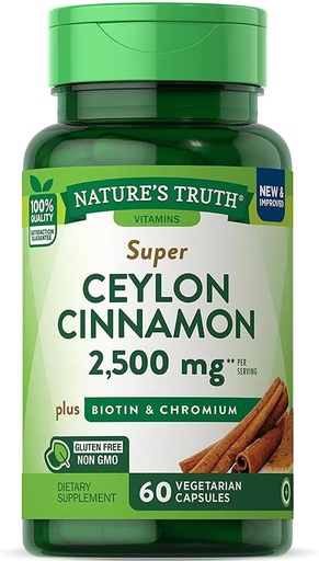 [BRSWGZQHAEBRG3TG] Nature's Truth Super Cinnamon plus Biotin & Chromium Quick Release Capsules - 60 ct, Pack of 3