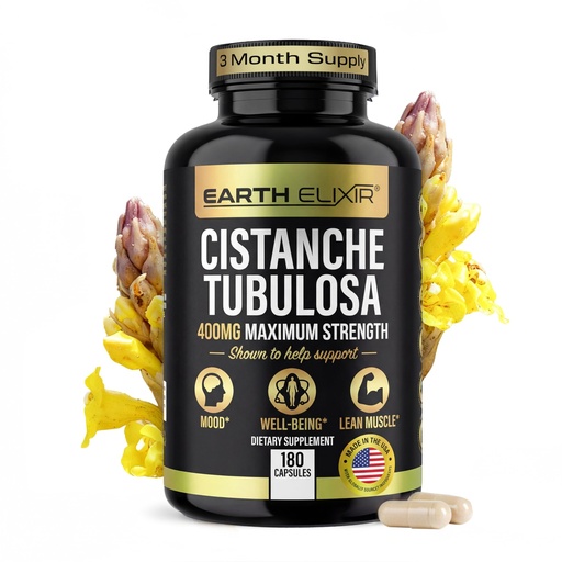 [BRSRMHAEOYIWEYD6] Earth Elixir Cistanche Supplement for Men & Women – Potent Cistanche Tubulosa Extract Capsules for Daily Vitality, Strength & Performance Support – Made in USA, 3rd Party Tested & 3 Month Supply