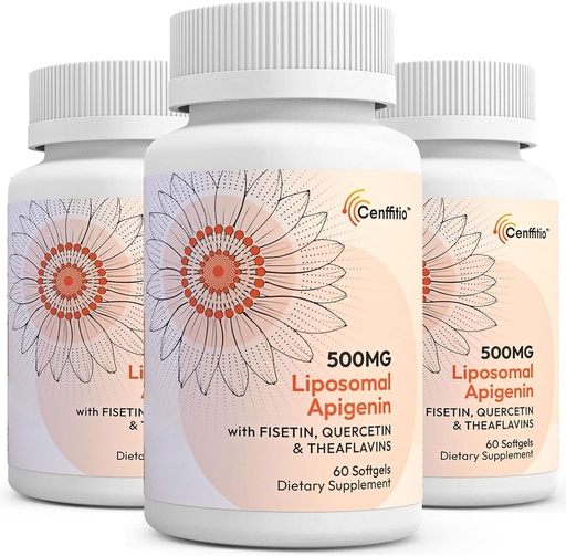 [BRSW2AYRAAHBSDL3] Liposomal apigenin 500mg Softgels - Optimal Apigenin Supplement with Fisetin, Quercetin and Theaflavins - 6 Month Supply