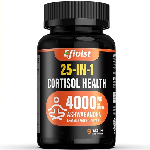 [BRSRABQDCJYWCEY4] Cortisol Health Supplement, 25-in-1 Cortisol Reducer for Women & Men, Cortisol Supplements for with Ashwagandha, Rhodiola Rosea, L-Theanine, 9 Capsules