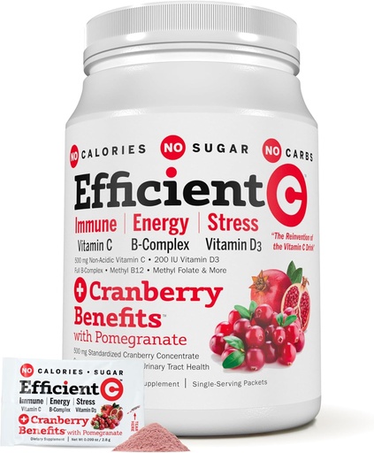[BRSW2FIDDIHQACDP] ANDREW LESSMAN Eficiente C + Cranberry Benefícios 30 Pacotes - Imune, Energia, Stress e suporte de trato urinário. Reinvenção da bebida de vitamina C. Sem calorias. Nada de açúcar. Nada de carboidratos. Fácil de misturar.