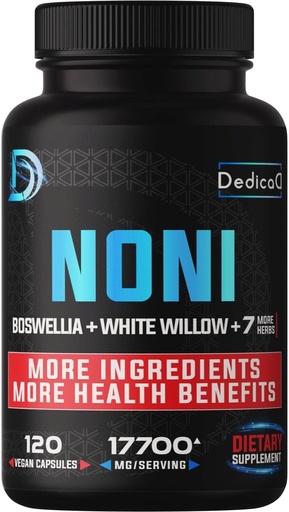 [BRSRMFIBCMBBSCI4] 20:1 Noni Capsules 17700mg - Supplement for Immune, Muscle & Digestion Support -10in1 Added Boswellia, Elderberry, Turmeric, Ginger & More - 120 Vegan Capsules, Non-GMO & Gluten-Free