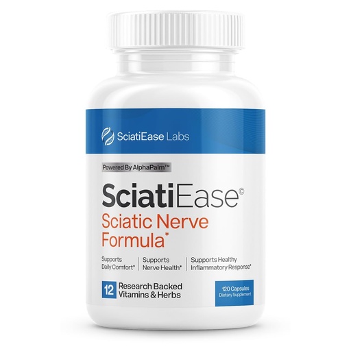 [BRSRMZ36OF5AYAIY] SciatiEase Sciatic Nerve Health Support Supplement - Nerve Support Formula with AlphaPalm, Pea, Vitamin B Complex, Alpha Lipoic Acid 300mg - 120 Capsules